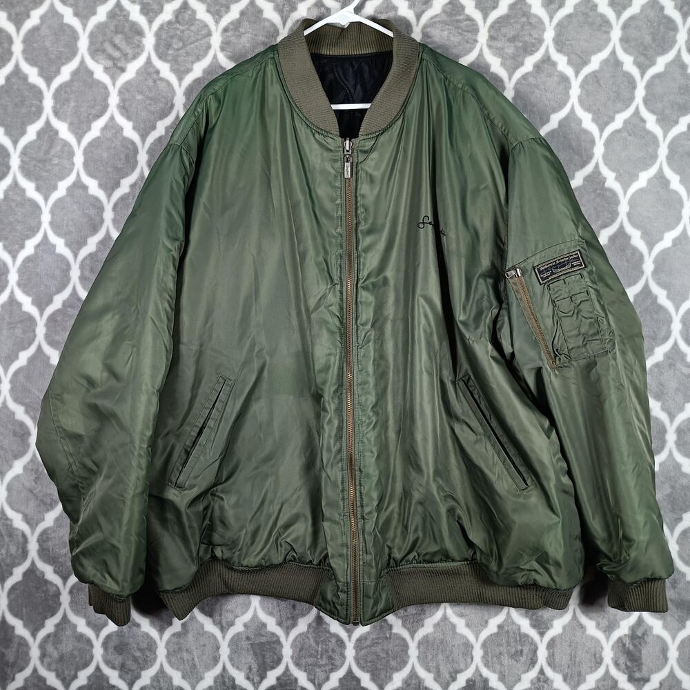 Sean John Jacket Mens 3XL‎ Green Black Reversible Aviator Bomber Quilted Y2K